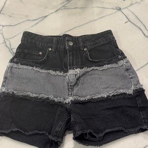 Ragged Black and Gray Women's Denim Shorts
